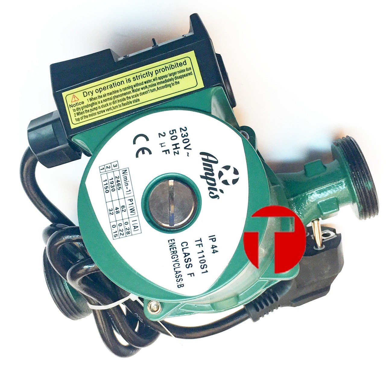 Циркуляционный насос Ampis 25-40-130 D  (green-т) с гайками и кабелем.